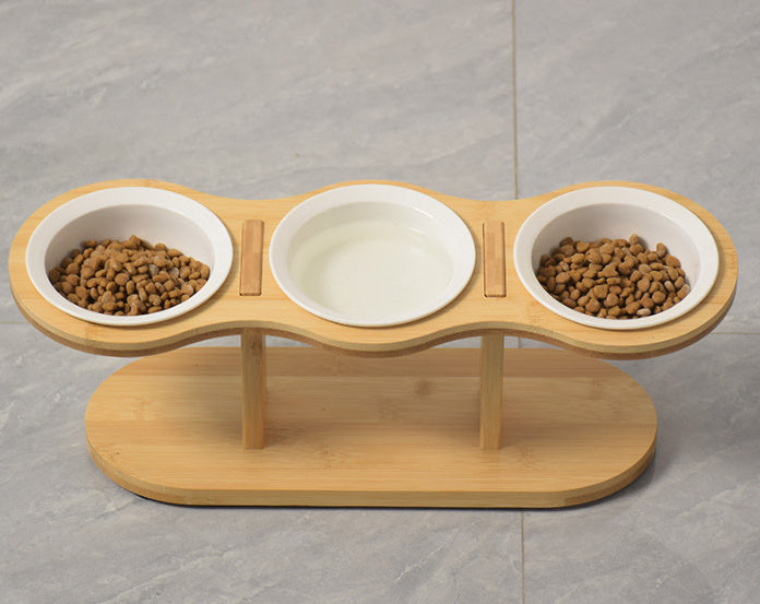 HKM-537363 Wooden Pet Vertical Removable Neck Protector Food Basin