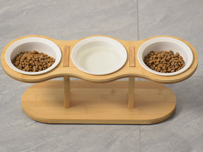 HKM-537363 Wooden Pet Vertical Removable Neck Protector Food Basin