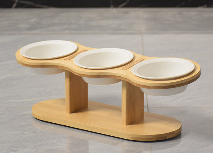 HKM-537363 Wooden Pet Vertical Removable Neck Protector Food Basin
