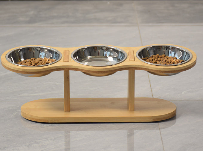 HKM-537363 Wooden Pet Vertical Removable Neck Protector Food Basin