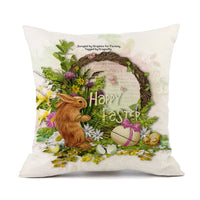HKM-537427 Easter Bunny Rabbit Cotton and Linen Decorative Cushion Cover – 45x45cm
