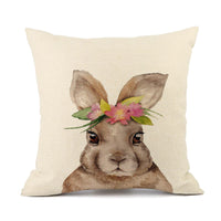 HKM-537427 Easter Bunny Rabbit Cotton and Linen Decorative Cushion Cover – 45x45cm