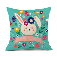 HKM-537427 Easter Bunny Rabbit Cotton and Linen Decorative Cushion Cover – 45x45cm