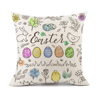 HKM-537427 Easter Bunny Rabbit Cotton and Linen Decorative Cushion Cover – 45x45cm