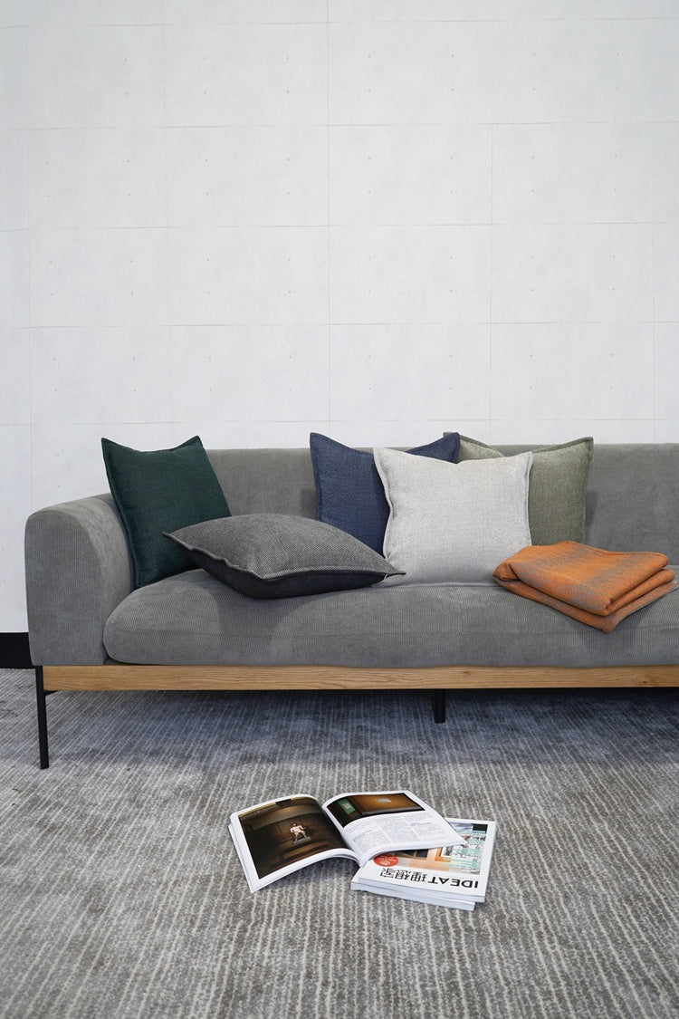 HKM-537427 Gray-Green Cotton and Linen Lumbar Pillow with Simple Nordic Design in Various Sizes
