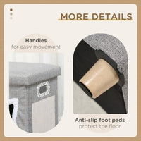HKM-537555 Cozy Cat House Cave with Removable Cushion, Scratching Pad & Toy Ball for Indoor Kittens - Grey