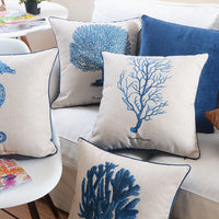 HKM-537555 Ocean Series Cotton and Linen Pillow Cover - 45x45cm