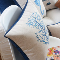 HKM-537555 Ocean Series Cotton and Linen Pillow Cover - 45x45cm