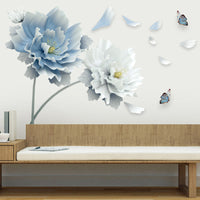 HKM-537747 Extra Large Flower Wall Sticker Mural Self-Adhesive PVC for Smooth Surfaces