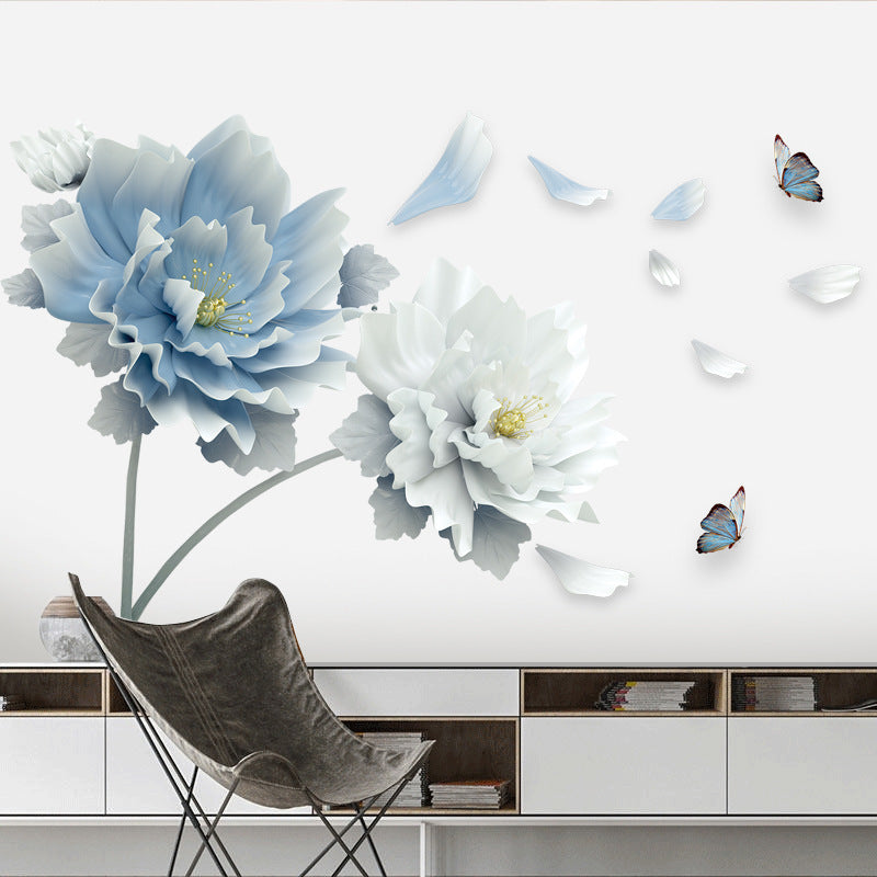 HKM-537747 Extra Large Flower Wall Sticker Mural Self-Adhesive PVC for Smooth Surfaces