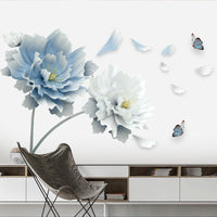 HKM-537747 Extra Large Flower Wall Sticker Mural Self-Adhesive PVC for Smooth Surfaces
