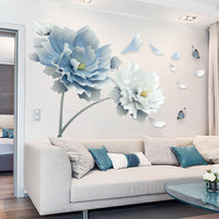 HKM-537747 Extra Large Flower Wall Sticker Mural Self-Adhesive PVC for Smooth Surfaces