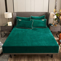HKM-537747 Soft Crystal Velvet Fitted Bed Cover with Rhinestone Accents - Multiple Sizes Available
