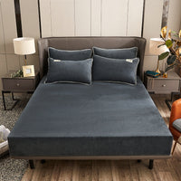 HKM-537747 Soft Crystal Velvet Fitted Bed Cover with Rhinestone Accents - Multiple Sizes Available