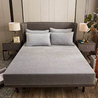 HKM-537747 Soft Crystal Velvet Fitted Bed Cover with Rhinestone Accents - Multiple Sizes Available