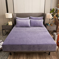 HKM-537747 Soft Crystal Velvet Fitted Bed Cover with Rhinestone Accents - Multiple Sizes Available