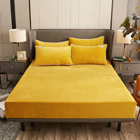 HKM-537747 Soft Crystal Velvet Fitted Bed Cover with Rhinestone Accents - Multiple Sizes Available