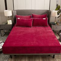 HKM-537747 Soft Crystal Velvet Fitted Bed Cover with Rhinestone Accents - Multiple Sizes Available