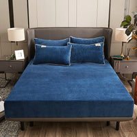 HKM-537747 Soft Crystal Velvet Fitted Bed Cover with Rhinestone Accents - Multiple Sizes Available