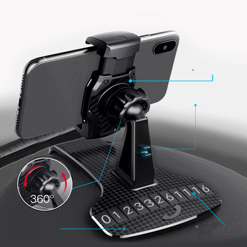 HKM-537811 Adjustable Rearview Mirror Mobile Phone Holder with Anti-Shake Carbon Fiber Bracket for Horizontal and Vertical Screens