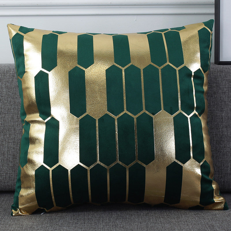HKM-537811 Holland Velvet Geometric Bronzing Pillowcase - 45x45 cm, Light Luxury Decor for Any Space