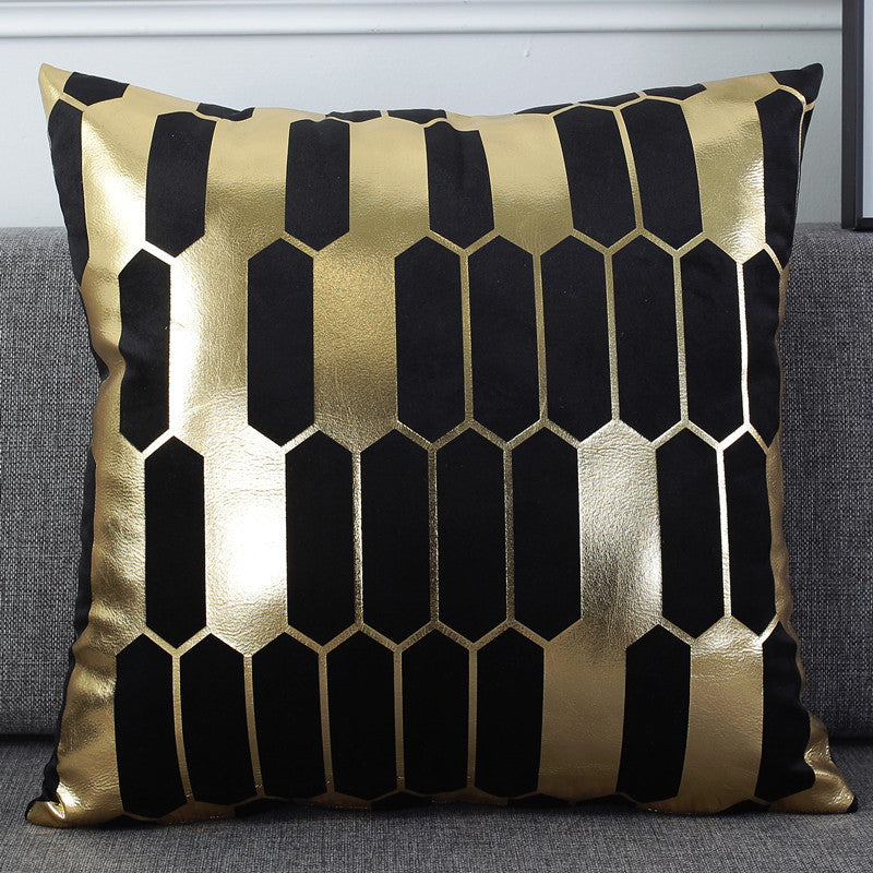 HKM-537811 Holland Velvet Geometric Bronzing Pillowcase - 45x45 cm, Light Luxury Decor for Any Space