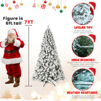 HKM-537875 Pre-Lit Flocked Artificial Christmas Tree in 5ft, 6ft, 8ft, and 9ft Sizes with Premium PVC Branches and Built-in Lights