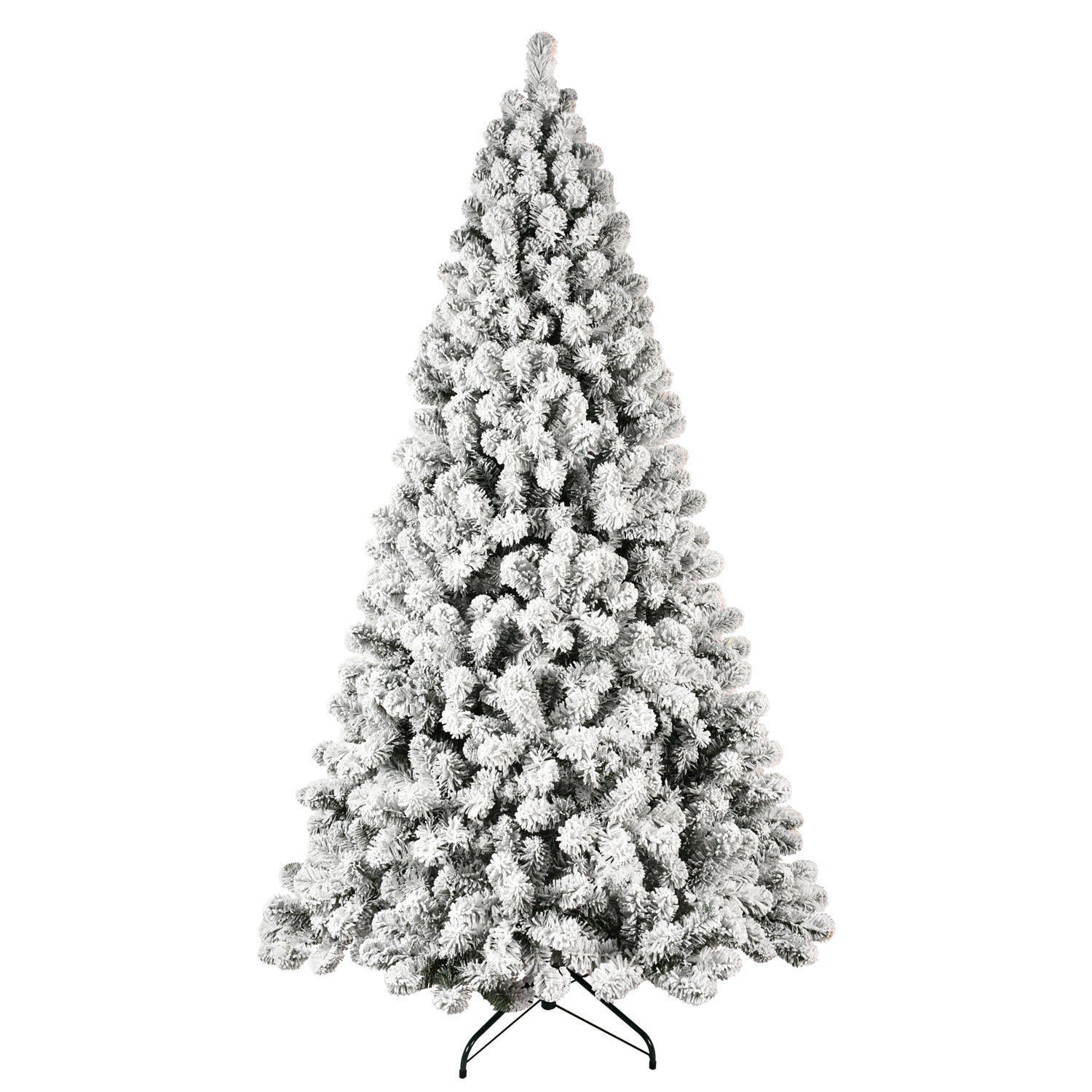 HKM-537875 Pre-Lit Flocked Artificial Christmas Tree in 5ft, 6ft, 8ft, and 9ft Sizes with Premium PVC Branches and Built-in Lights