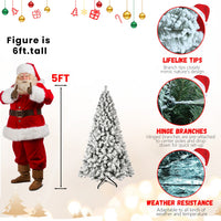 HKM-537875 Pre-Lit Flocked Artificial Christmas Tree in 5ft, 6ft, 8ft, and 9ft Sizes with Premium PVC Branches and Built-in Lights