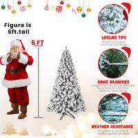 HKM-537875 Pre-Lit Flocked Artificial Christmas Tree in 5ft, 6ft, 8ft, and 9ft Sizes with Premium PVC Branches and Built-in Lights