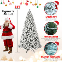 HKM-537875 Pre-Lit Flocked Artificial Christmas Tree in 5ft, 6ft, 8ft, and 9ft Sizes with Premium PVC Branches and Built-in Lights