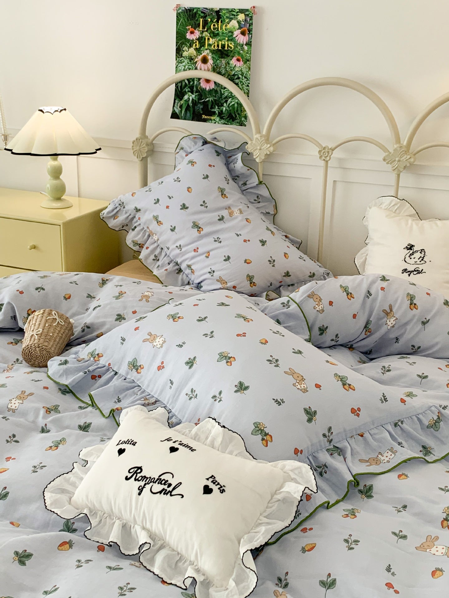 HKM-538067 Fresh Floral Pure Cotton Double-Layer Quilted Bedding Set - 4-Piece Collection