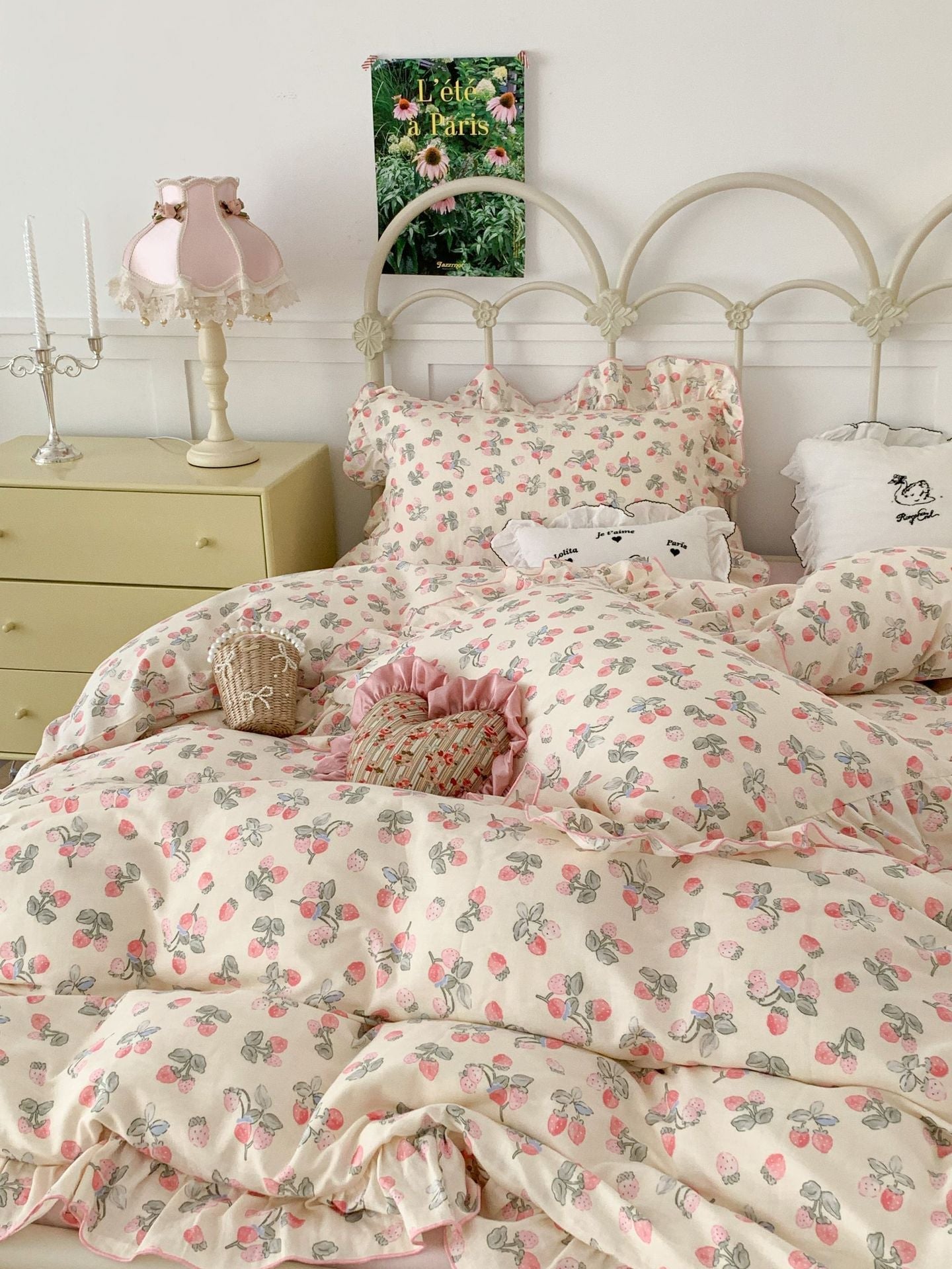HKM-538067 Fresh Floral Pure Cotton Double-Layer Quilted Bedding Set - 4-Piece Collection
