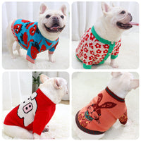 HKM-538323 Autumn and Winter Wool Dog Sweaters - Cute Cardigans with Floral and Animal Designs, Size S-XL