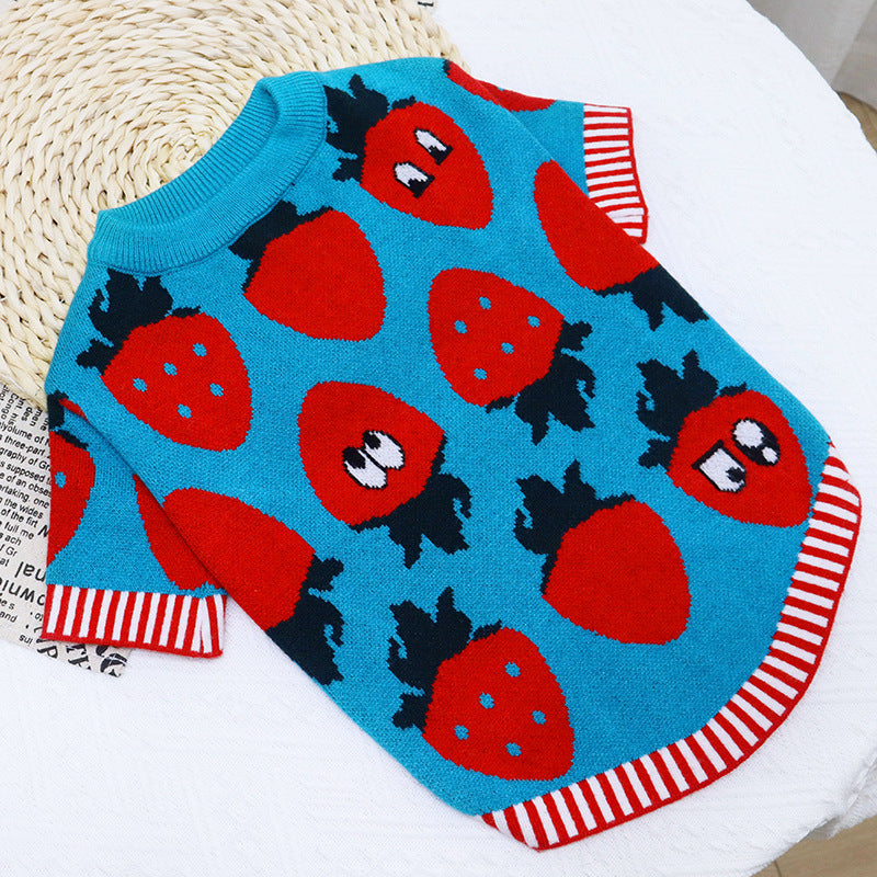 HKM-538323 Autumn and Winter Wool Dog Sweaters - Cute Cardigans with Floral and Animal Designs, Size S-XL