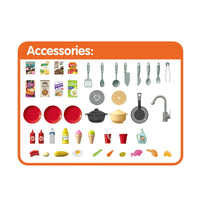 HKM-538579 Multifunctional Electric Sink Toy Kitchen Set with 73PCS Cooking Tableware for Kids