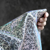 HKM-538579 Reflective Crack Silver Glitter Fabric with Geometric Pattern for Clothing, 135cm Wide