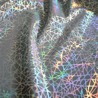 HKM-538579 Reflective Crack Silver Glitter Fabric with Geometric Pattern for Clothing, 135cm Wide