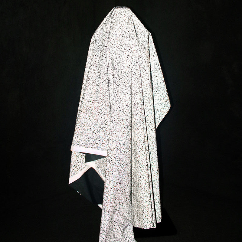 HKM-538579 Reflective Crack Silver Glitter Fabric with Geometric Pattern for Clothing, 135cm Wide