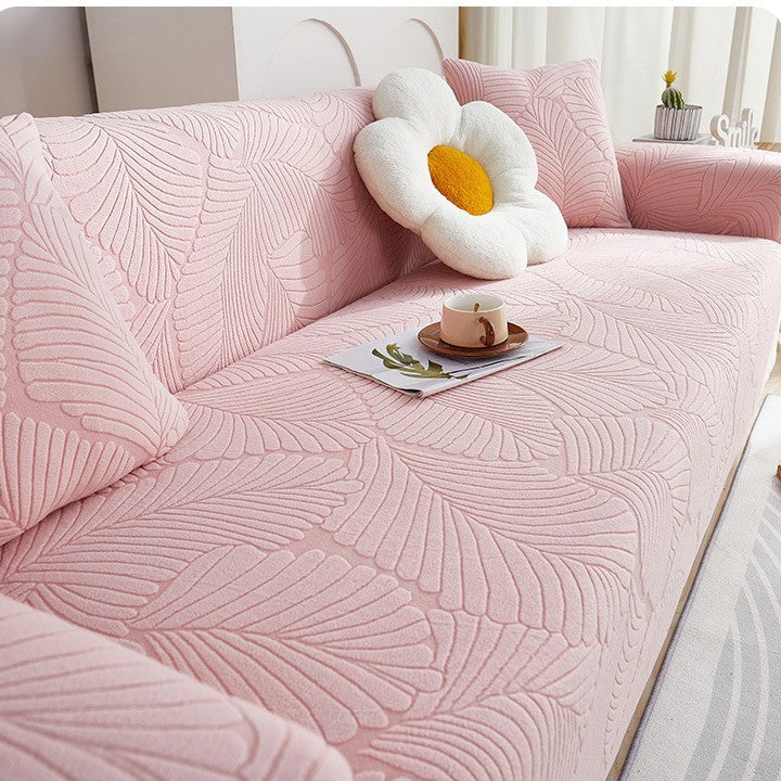 KTX-538643 Universal Jacquard Velvet Chaise Sofa Cover, Stain-Resistant, Modern Floral Pattern Options