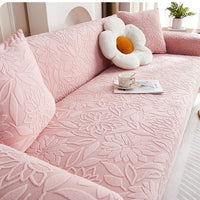 HKM-538643 Universal Jacquard Velvet Chaise Sofa Cover, Stain-Resistant, Modern Floral Pattern Options
