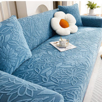HKM-538643 Universal Jacquard Velvet Chaise Sofa Cover, Stain-Resistant, Modern Floral Pattern Options