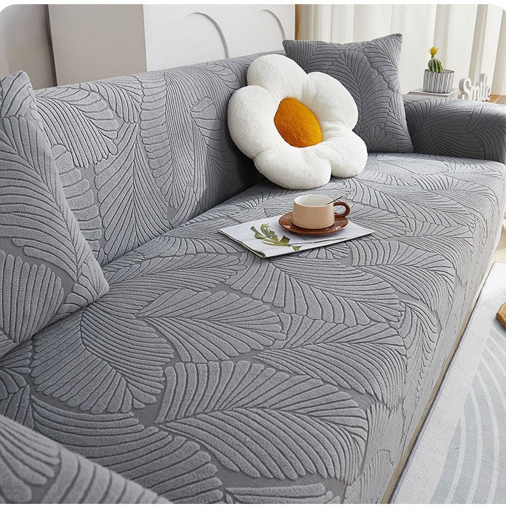 KTX-538643 Universal Jacquard Velvet Chaise Sofa Cover, Stain-Resistant, Modern Floral Pattern Options