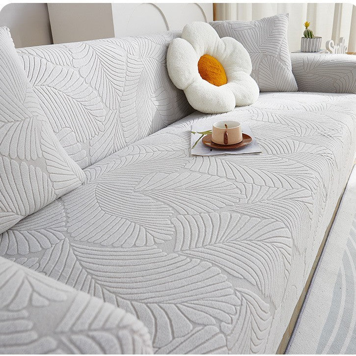 KTX-538643 Universal Jacquard Velvet Chaise Sofa Cover, Stain-Resistant, Modern Floral Pattern Options