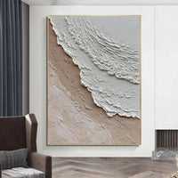 HKM-538835 Hand-Painted Abstract Ocean Waves Oil Painting on Canvas - Modern Wabi-Sabi Style Art for Home Decor