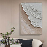 HKM-538835 Hand-Painted Abstract Ocean Waves Oil Painting on Canvas - Modern Wabi-Sabi Style Art for Home Decor