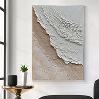 HKM-538835 Hand-Painted Abstract Ocean Waves Oil Painting on Canvas - Modern Wabi-Sabi Style Art for Home Decor