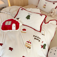 HKM-538899 Cartoon-Themed Thickened Cashmere Four-Piece Bedding Set for Girls