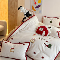 HKM-538899 Cartoon-Themed Thickened Cashmere Four-Piece Bedding Set for Girls