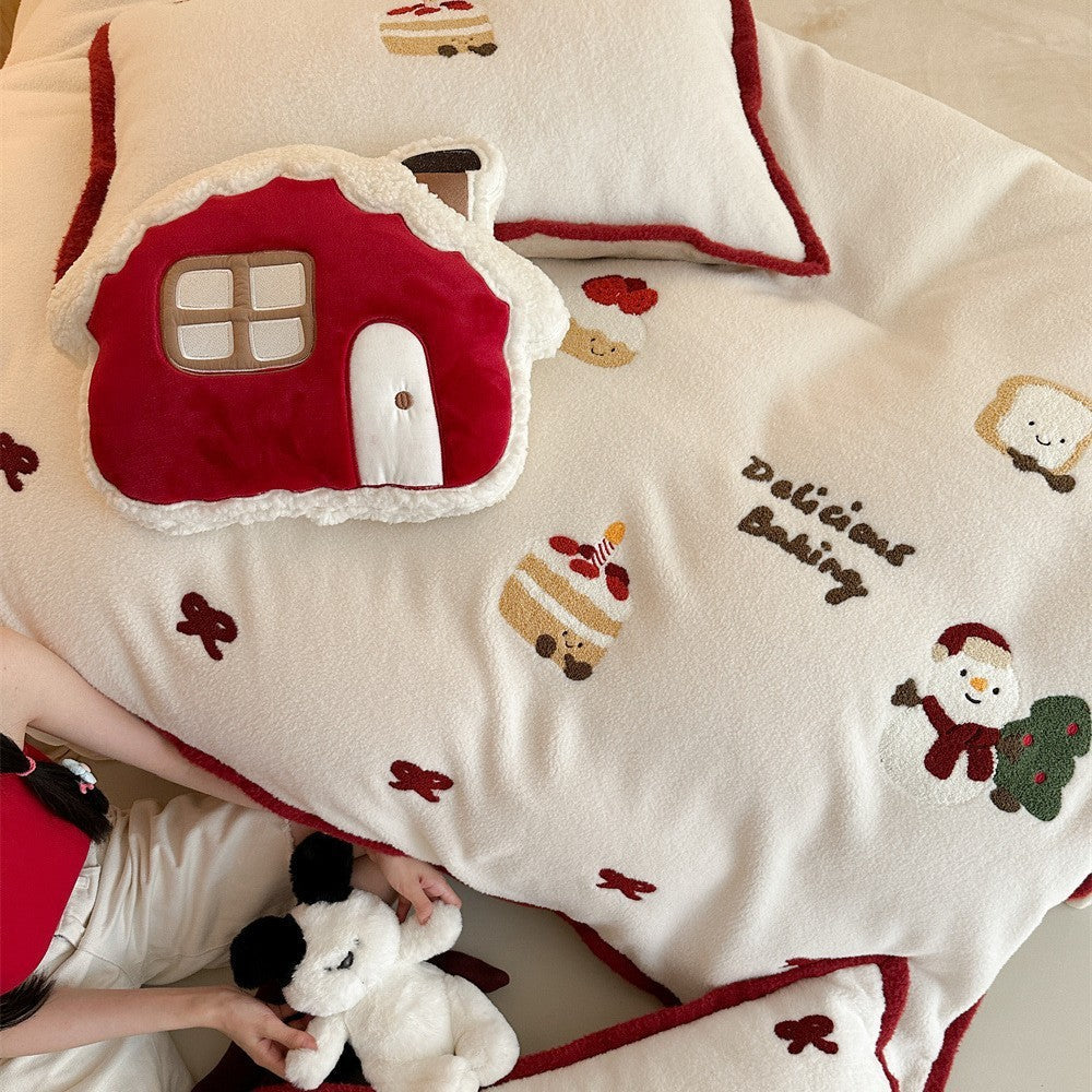 HKM-538899 Cartoon-Themed Thickened Cashmere Four-Piece Bedding Set for Girls
